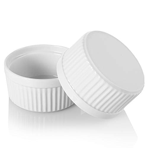 Foraineam 12 Pieces 8 oz Porcelain Souffle Dishes, Oven Safe Ramekins White Bakeware Set Dessert Custard Baking Dishes Cups for Baking, Cooking, Serving and More