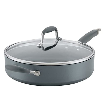 Anolon Advanced Home Hard Anodized Nonstick Sauté Pan with Helper Handle and Lid, 5 Quart - Moonstone