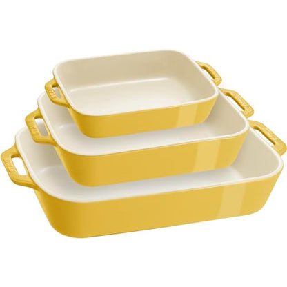 Staub Ceramic 3-pc Rectangular Baking Dish Set - Citron