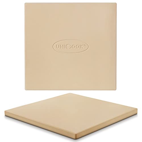 Unicook Pizza Stone for Oven and Grill, 12 inch Square Bread Baking Stone, Cordierite Baking Pan, Thermal Shock Resistant, Making Crispy Crust Pizzas, Bread, Cookie and More