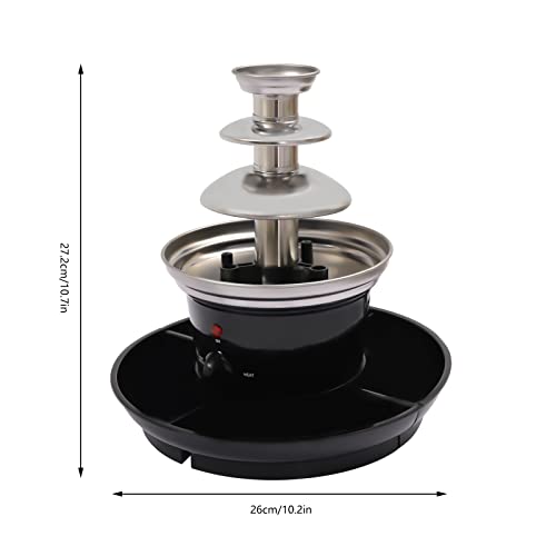 Yollsolom 3-Tier Chocolate Fondue Fountain, 1LB Capacity Electric Chocolate Fountain Machine with 6 Forks & Tray - 40W 430 Stainless Steel for Party Wedding Birthday (Black)