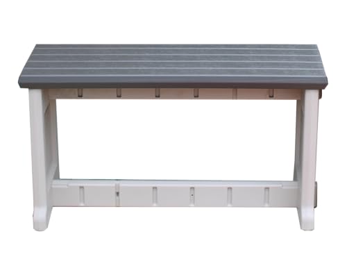Leisure Accents Bench, Deep Grey Top with Warm Grey Sides, 1 Pack - Proudly Made in The USA, Click and Lock Hardware-Free Assembly, Durable and Stylish Outdoor Seating