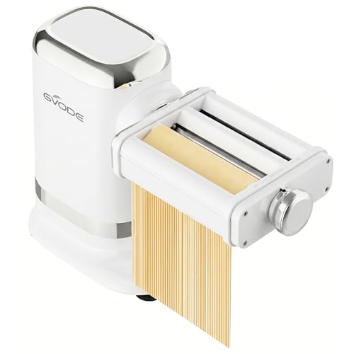 GVODE Electric Pasta Maker - 3-in-1 Pasta Sheet Roller & Cutter Set 700W Max Motor, includes Fettuccine & Spaghetti Maker with Cleaning Brush, White