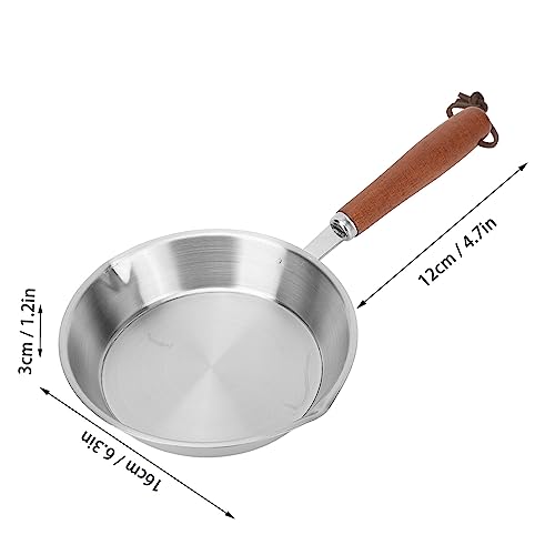 Hapivida Mini Stainless Steel Frying Pan, 6in/16cm Skillet Non Stick Egg Pan Gas Cooktops Induction Cooking Pan