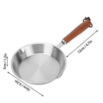 Hapivida Mini Stainless Steel Frying Pan, 6in/16cm Skillet Non Stick Egg Pan Gas Cooktops Induction Cooking Pan