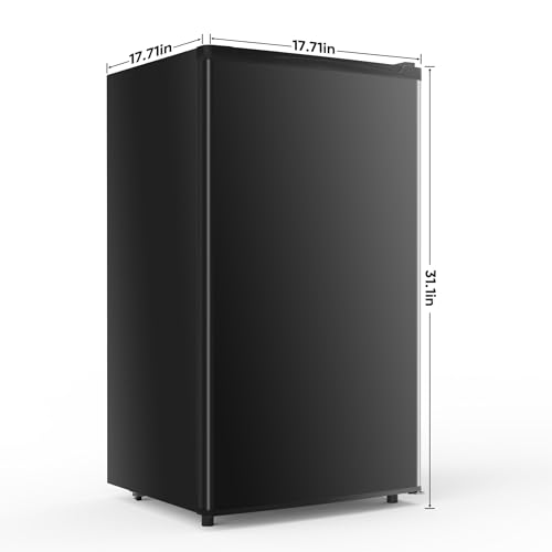 NEWBULIG Mini Fridge with Freezer 3.2 Cu.Ft Small Refrigerator for Office, Dorm, Small Fridge with Adjustable Thermostat, Energy Saving, Singel Door, Black