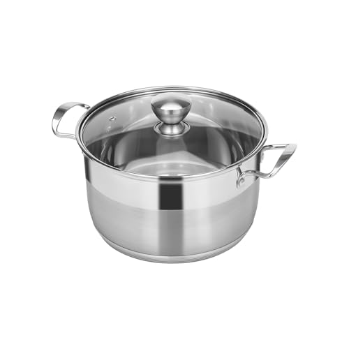 Ohtomber 5 Quart Dutch Pot - Stainless Steel Stock Cooking Induction Pot with Lid for Pasta, Soup, Spaghetti, Nonstick Thick Base Stockpot, Kitchen Cookware for Stew, Simmer, Boiling