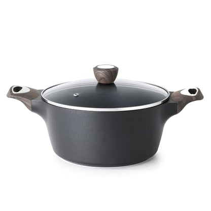 SENSARTE Nonstick Stock Pot with Lid, 2.6/4.5/6.6/8.5/11 QT Soup Pot Casserole Pot, Healthy Pasta Pot, Large Deep Cooking Pot, Big Sauce Pot Stew Pot, Induction Compatible, PFOA PFOS APEO Free, Black