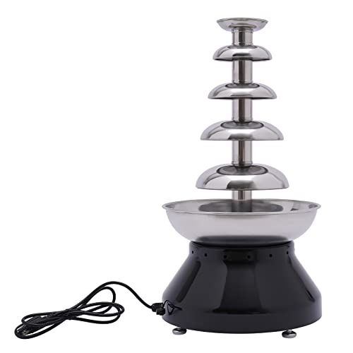 Commercial Chocolate Fountain 5 Tier, 230W Electric Hot Chocolate Fondue Tower, 7 Lbs Large Capacity Stainless Steel Chocolate Melting Heating Machine w/Adjustable Temperature, Used for Party (Black)