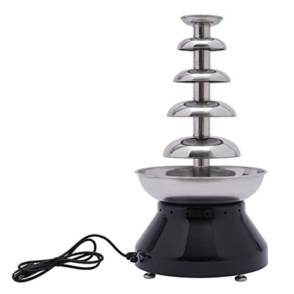 Commercial Chocolate Fountain 5 Tier, 230W Electric Hot Chocolate Fondue Tower, 7 Lbs Large Capacity Stainless Steel Chocolate Melting Heating Machine w/Adjustable Temperature, Used for Party (Black)
