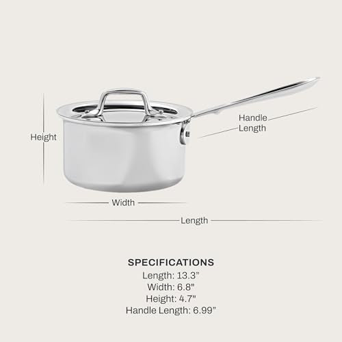 All-Clad D3® Stainless Steel 1.5 Quart Sauce Pan With Lid- Made in the USA- The Original Bonded Professional Cookware- Oven Safe & Induction Compatible