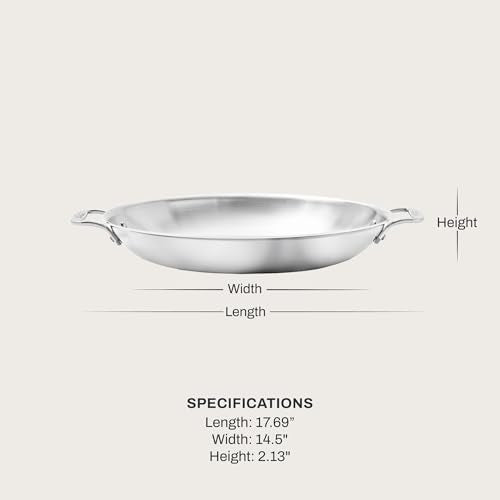 All-Clad D3® Stainless Steel 14 inch Paella Pan- Made in the USA- The Original Bonded Professional Cookware- Oven Safe & Induction Compatible