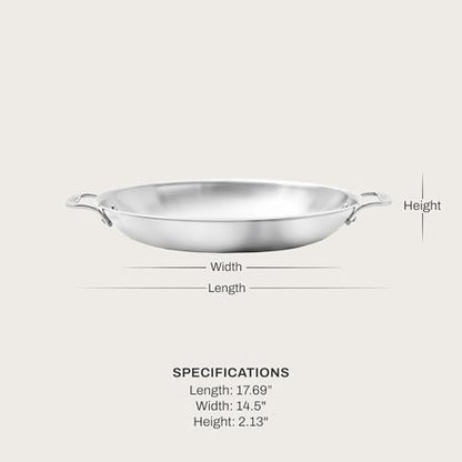 All-Clad D3® Stainless Steel 14 inch Paella Pan- Made in the USA- The Original Bonded Professional Cookware- Oven Safe & Induction Compatible