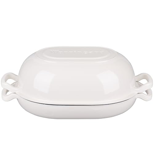 VORRINGARD Enameled Cast Iron Sourdough Bread Oven, Dutch Oven, Loaf Cast Iron Bread Pan for Homemade Bread Baking, Meatloaf Pan with Lid, 7QT, White
