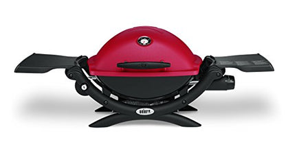 Weber Q1200 Liquid Propane Portable Gas Grill, Red – 1‑Burner Travel and Camping Grill with Cast‑Iron Grates & Electronic Ignition (8,500 BTU Burner)