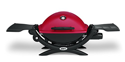 Weber Q1200 Liquid Propane Portable Gas Grill, Red – 1‑Burner Travel and Camping Grill with Cast‑Iron Grates & Electronic Ignition (8,500 BTU Burner)