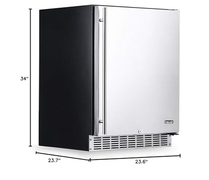 NewAir 24” Outdoor Beverage Fridge | Freestanding or Built-In Under counter Refrigerator for Outside Patio | Weatherproof Outdoor Fridge for 160 Cans with Auto-Closing Door | Stainless Steel