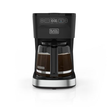 BLACK+DECKER CAFÉCRAFT 12-Cup Programmable Coffee Maker, Stainless Steel Drip Coffeemaker with Vortex Showerhead, Strength Selector, Sneak-A-Cup, Keep Warm