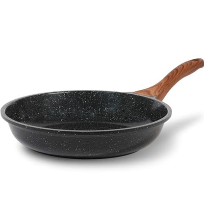 ESLITE LIFE Nonstick Ceramic Frying Pan Skillet, Non-Toxic Egg Omelette Kitchen Cooking Pans Compatible with All Stovetops (Gas, Electric & Induction), PTFE & PFOA Free (Black, 9.5'')