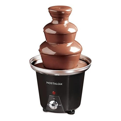 Nostalgia 3 Tier Electric Chocolate Fondue Fountain Machine for Parties - Melts Cheese, Queso, Candy, and Liqueur - Dip Strawberries, Apple Wedges, Vegetables, and More - 24-Ounce - Black, Small