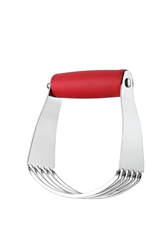 Spring Chef Dough Blender, Top Professional Pastry Cutter, Heavy Duty Baking Tool with Stainless Steel Blades, Medium Size, Red