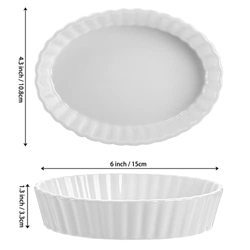 Foraineam Set of 8 Pieces Porcelain Ramekins, 6 Ounce Oval Creme Brulee Ramekin Dishes 6 x 4-1/4 x 1-1/4 Inch Baking Ramekins Set