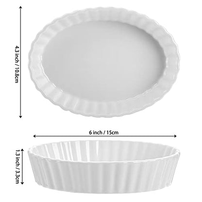 Foraineam Set of 8 Pieces Porcelain Ramekins, 6 Ounce Oval Creme Brulee Ramekin Dishes 6 x 4-1/4 x 1-1/4 Inch Baking Ramekins Set
