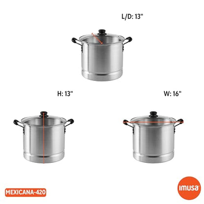 IMUSA USA Steamer with Glass Lid 20-Quart, Silver
