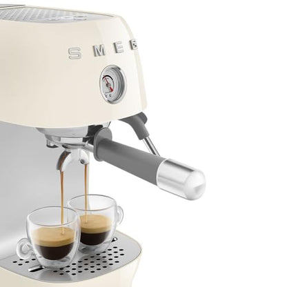 Smeg ECF03 Made in Italy Retro Espresso Machine with Cold Brew, 15 Bar Pump, Thermoblock Heating, Steam Wand, Adjustable Temperature, 47 oz Water Tank- (Cream)