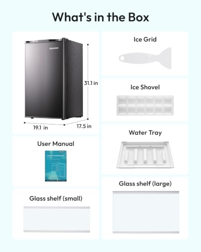 EUHOMY Mini Fridge with Freezer, 3.2 Cu.Ft Compact Refrigerator for Dorm
