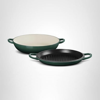 Le Creuset Enameled Cast Iron Multifunction Braiser with Grill Pan Lid, 3.5 qt., Artichaut