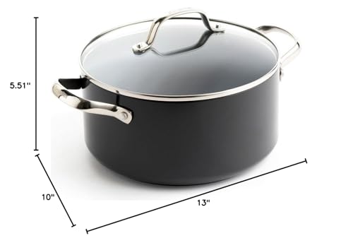 GreenPan Valencia Pro Hard Anodized Healthy Ceramic Nonstick 5QT Stock Pot with Lid, PFAS-Free, Induction, Dishwasher Safe, Oven Safe, Gray
