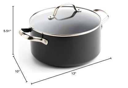 GreenPan Valencia Pro Hard Anodized Healthy Ceramic Nonstick 5QT Stock Pot with Lid, PFAS-Free, Induction, Dishwasher Safe, Oven Safe, Gray