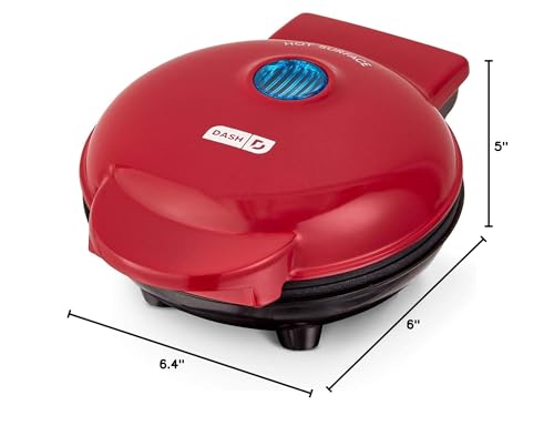 DASH Mini Maker Portable Grill Machine + Panini Press for 4" Burgers, Sliders, Sandwiches, Chicken + Other On the Go Breakfast, Lunch, or Snacks with Recipe Guide - Red
