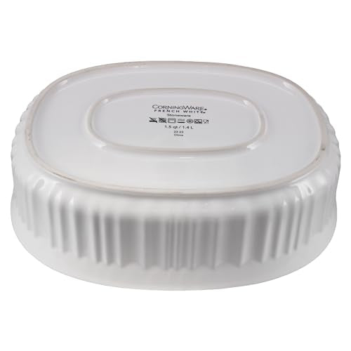 CorningWare FS12 1.5qt/1.4L French White Oval Ceramic Casserole Bakeware Dish