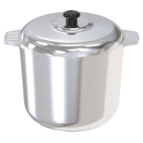 MAGNAWARE 18 Quart Cast Aluminum Large Stock Pot with Lid - Durable & Lightweight Soup Pot with Even Heat Distribution & Retention - Professional Cookware Stockpot with Silicone Handle