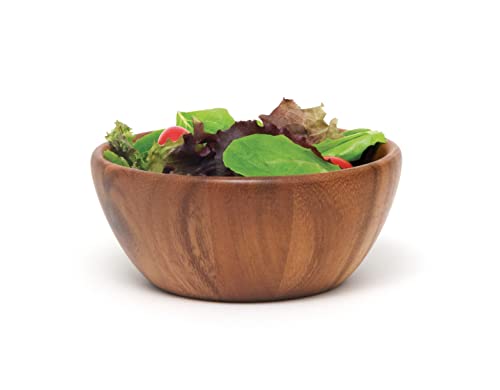 Lipper International Acacia Round Flair Serving Bowl for Fruits or Salads, Small, 6" Diameter x 2.5" Height, Single Bowl