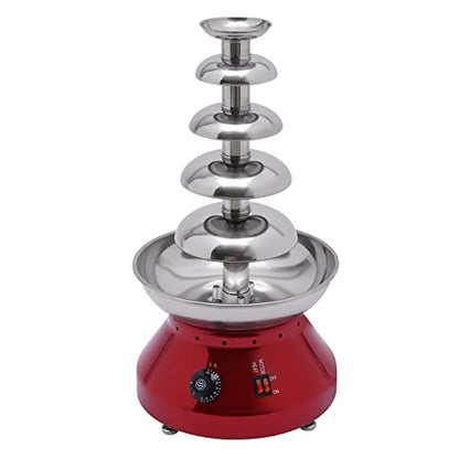 5 Tier Electric Chocolate Fondue Fountain Machine for Parties - 230W Large Chocolate Fountain Machine Melts Cheese Butter Candy and Liqueur - 3000ml/7lbs (Red)