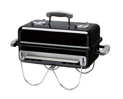 Weber Go‑Anywhere Charcoal Grill – Compact Portable BBQ Grill for Camping, Tailgating & Outdoor Cooking with 2‑Piece Cooking Grate & Precise Airflow Dampers