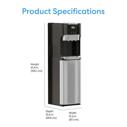 Brio Bottom Loading Water Cooler Dispenser for 5 Gallon Bottles - 3 Temperatures with Hot, Room & Cold Spouts, Child Safety Lock, LED Display with Empty Bottle Alert, Stainless Steel
