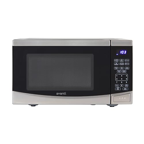 Avanti Microwave Oven 900-Watts Compact with 10 Power Levels and 6 Pre Cooking Settings, Speed Defrost, Electronic Control Panel and Glass Turntable, 0.9-Cu.Ft., Stainless Steel
