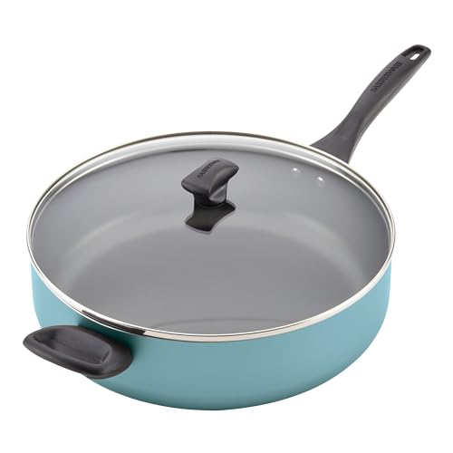Farberware Dishwasher Safe Nonstick Jumbo Cooker/Saute Pan with Helper Handle -Aluminum, 6 Quart, Blue
