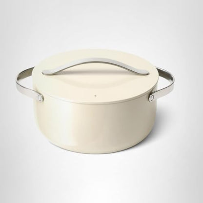 Caraway Dutch Oven Pot with Lid (6.5 qt, 10.5") - Non-Stick Ceramic Coating - Free From Forever Chemicals - Oven Safe & Stovetop Agnostic - Cream