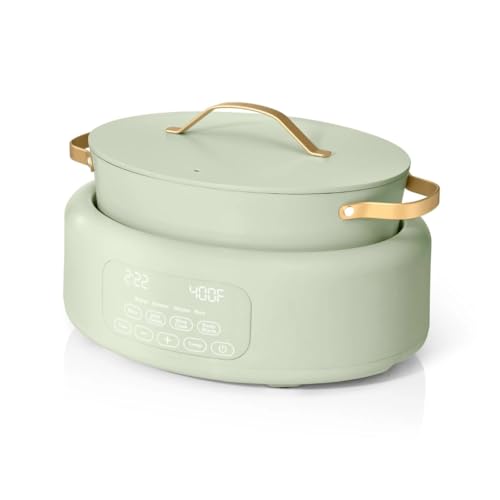 Wonderful 10-in-1 Electric Multi-Cooker 6 Qt Cast Aluminum Pot, 7 Preset Function,Oven & Dishwasher Safe to 400°F Sauté Slow Cook Steam Touch Display (Sage Green)