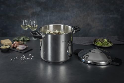 Kuhn Rikon DUROMATIC® 7.0L Stovetop Pressure Cooker – 22cm, Swiss Made – 18/10 Stainless Steel, Energy Efficient, Safe Locking Lid, Works on Induction & All Stovetops, Includes Trivet & Cookbook