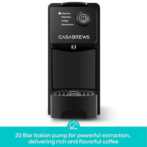 CASABREWS CM7036E Espresso Machine for Nespresso Original Pods, 20 Bar Compact Capsule Coffee Machine with 21 oz Removable Water Tank and 4 Brewing Modes, Mini Espresso Maker for Home or Office, Black