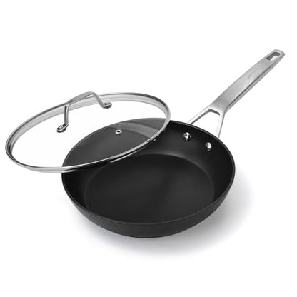MsMk 7 inch Small Egg Nonstick Frying Pan with Lid, Eggs Omelette Burnt also Non stick, Scratch-resistant, Induction Skillet, Oven Safe to 700°F Pan for Cooking, Dishwasher Safe