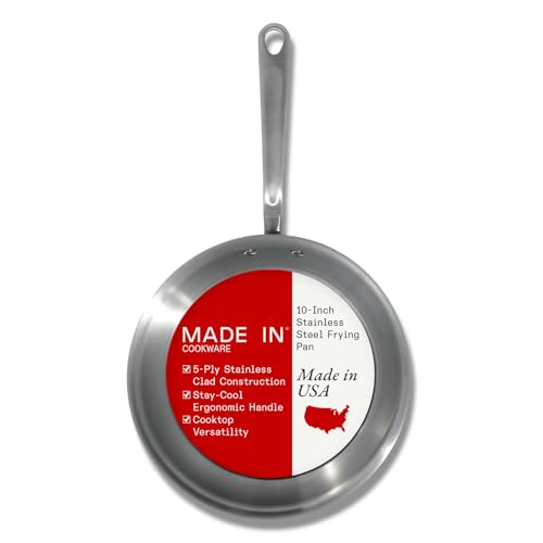 Made In Cookware | 10-Inch Stainless Steel Frying Pan | 5 Ply Stainless Clad | Professional Cookware | Crafted in USA | Induction Compatible
