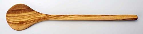 Naturally Med - Olive Wood Wooden Cooking Spoon 12". Handcrafted in Tunisia. Spoon for non stick pans. Olive Wood kitchen spoon