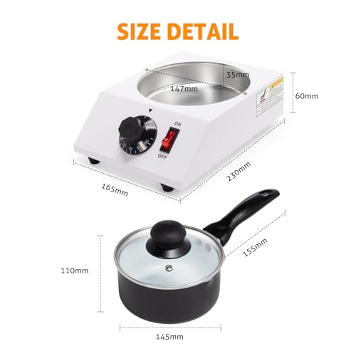 WICHEMI Chocolate Melting Pot Chocolate Tempering Machine Commercial Electric Chocolate Melter Fondue Pot for Chocolate, Butter, Cheese, Cream, Candy, Milk, Coffee, Desserts (Single Pot)
